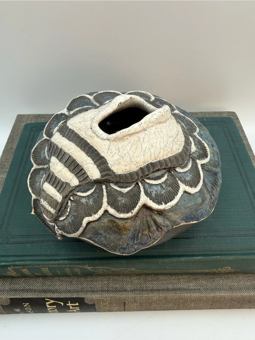 Vintage Studio Art Pottery Sculptural Vessel textured, scalloped design